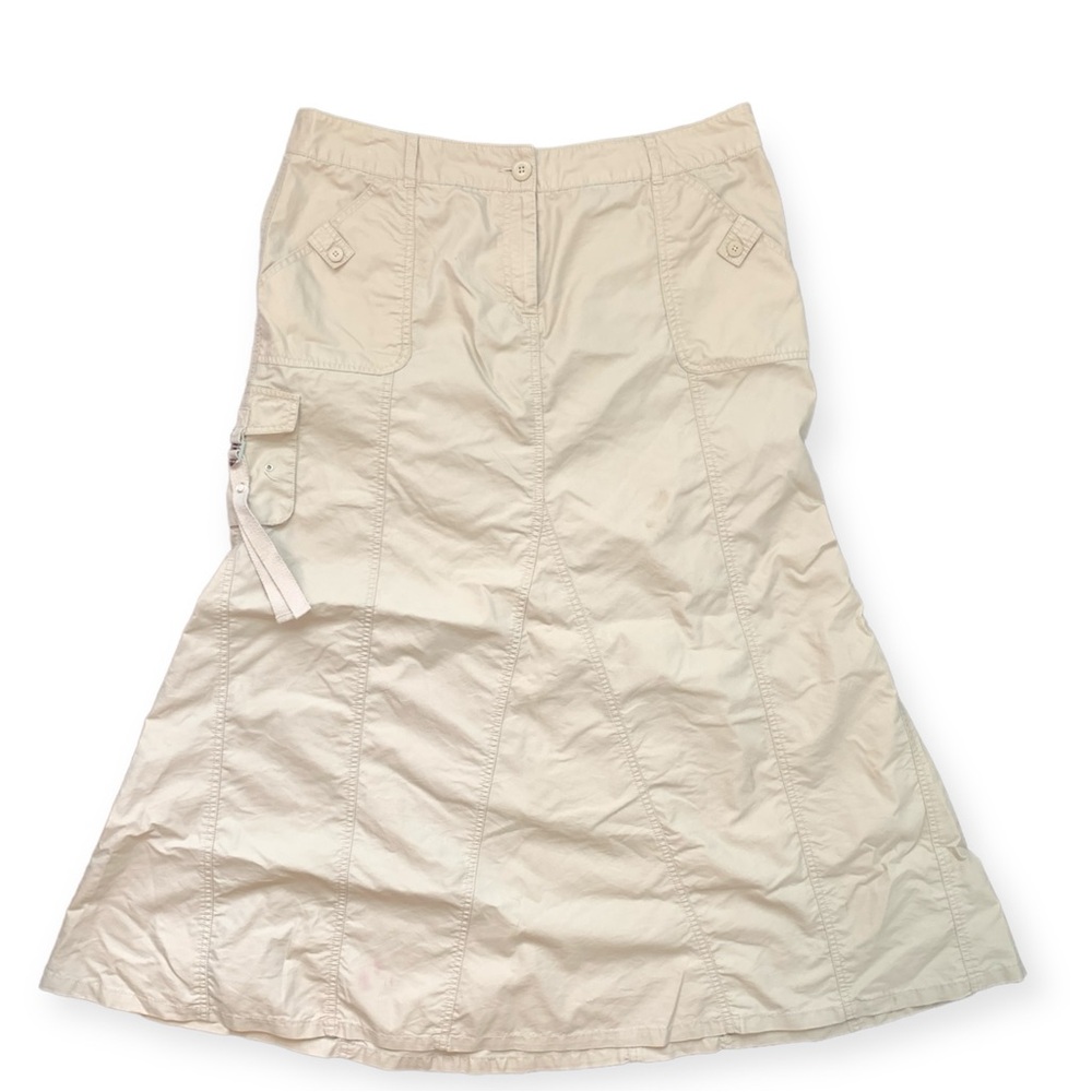 Beige Long Maxi Utility Parachute Skirt Punk Grunge Rave Festival Y2k Sz 14 Cato